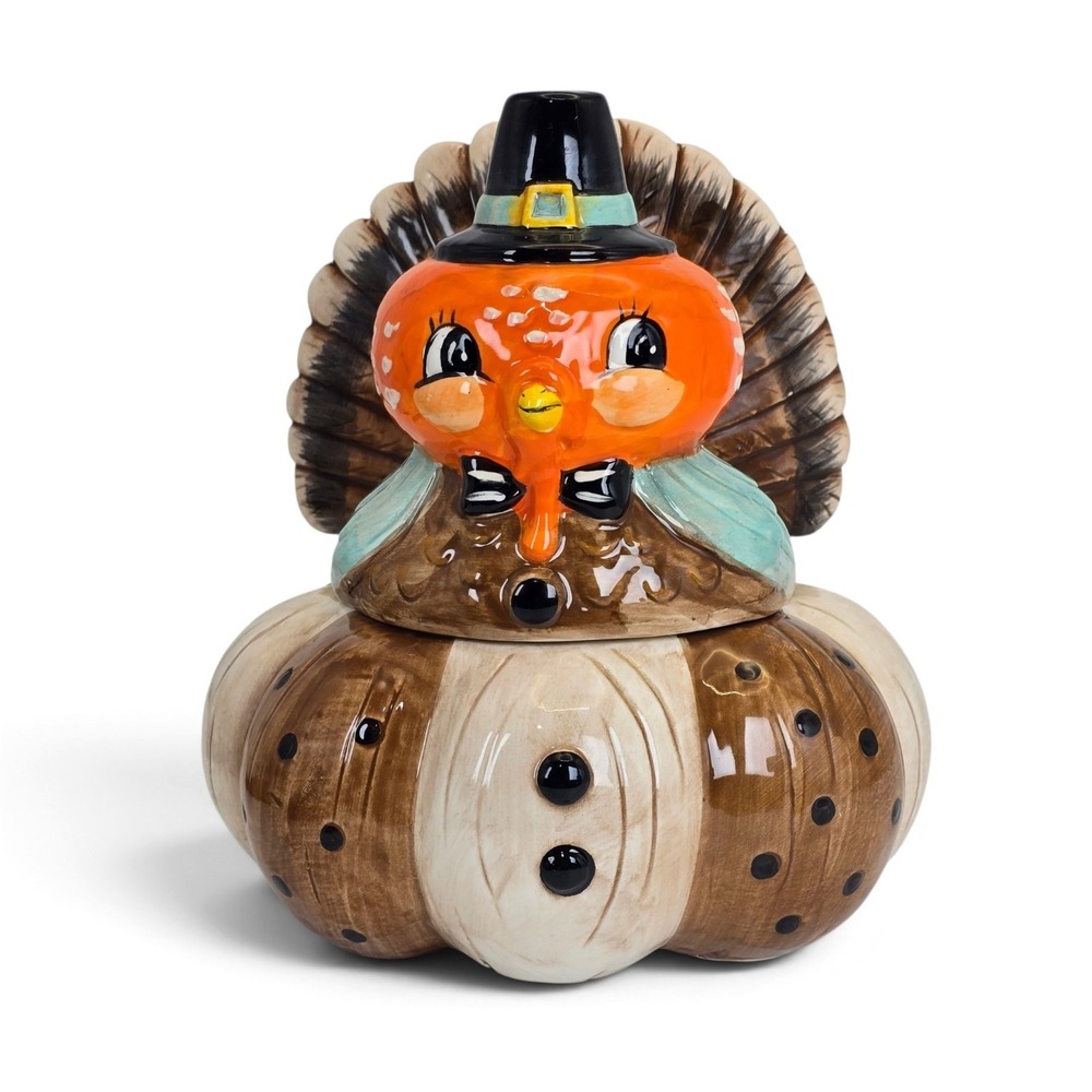 Johanna Parker Transpac Turkey Covered Bowl Thanksgiving Pilgrim NEW TH00267